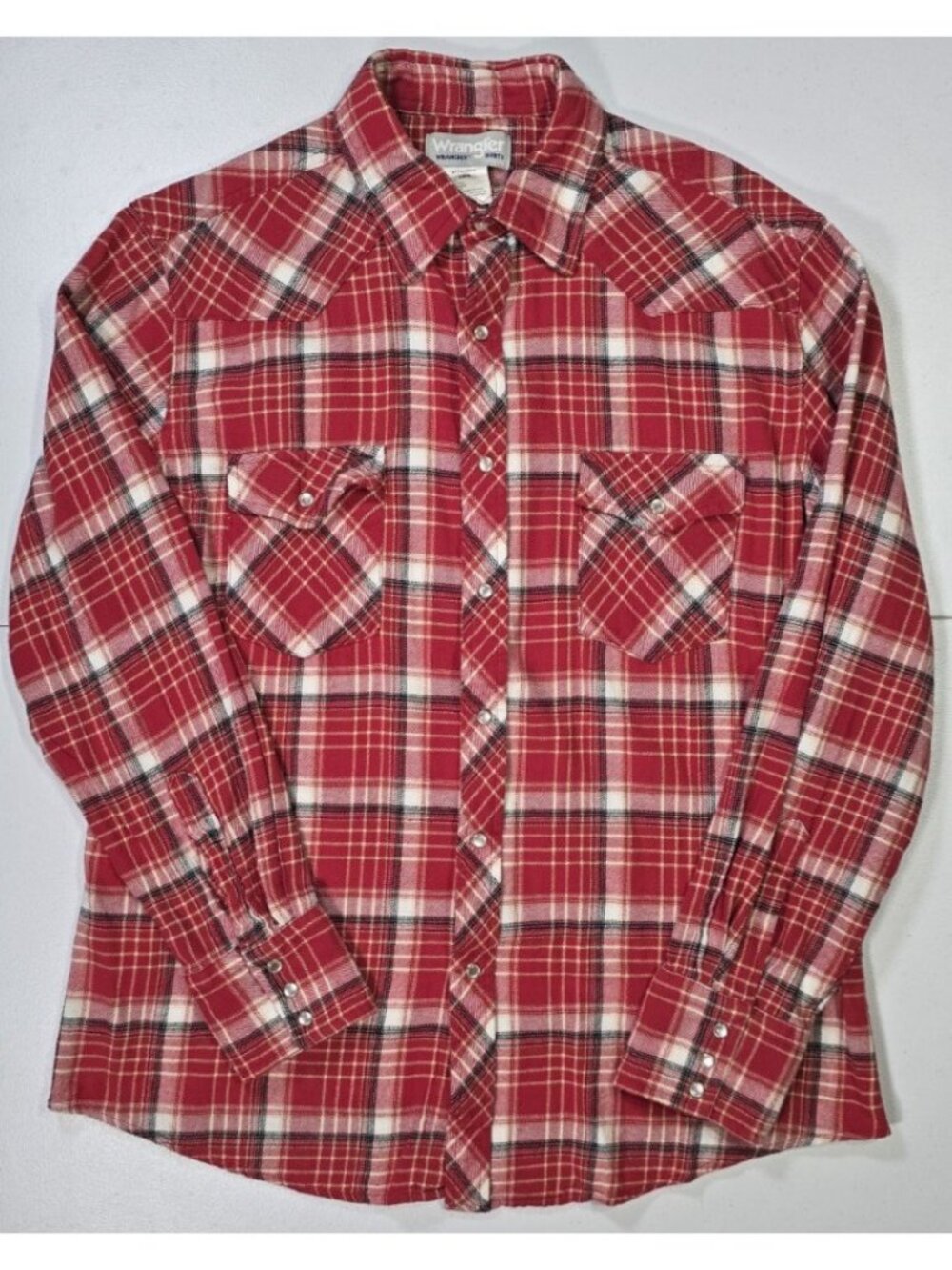 Wrangler Wrancher Pearl Snap Long Sleeve Flannel Shirt Outdoor Chore Women's L